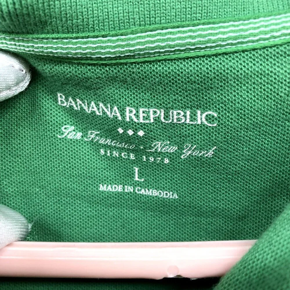 Banana Republic‎ Polo Shirt Mens Large L Short Sleeve Green Cotton